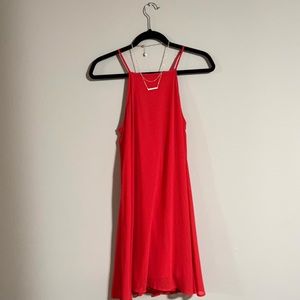 URBAN GIRL Halter A-Line Flowy Dress in Red